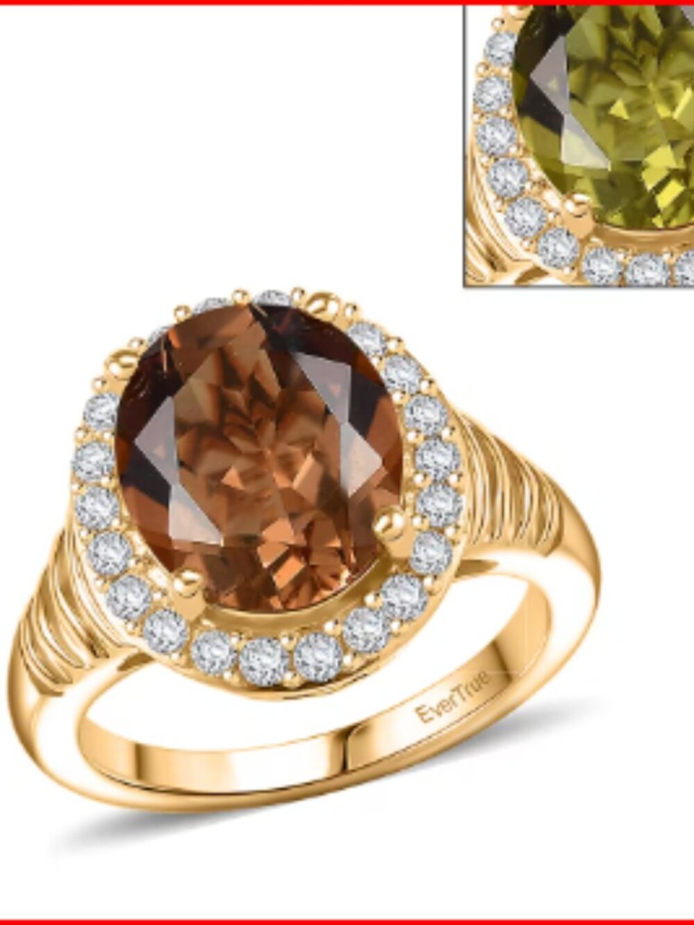 Autumn Alexite, White Zircon Ring in 18K YG Plated